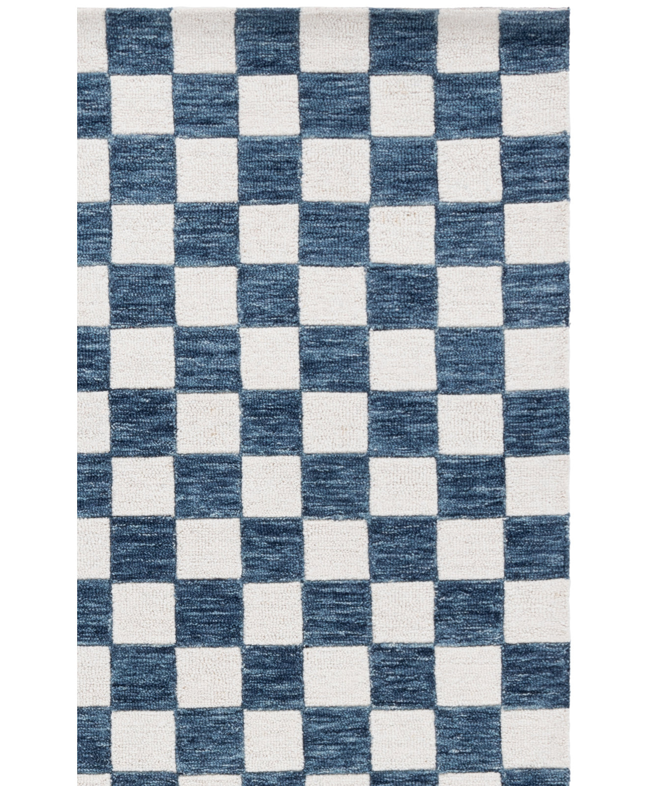 Freemont Blue Ivory Hand-Tufted Checkered Rug, Rectangle 3' x 5'