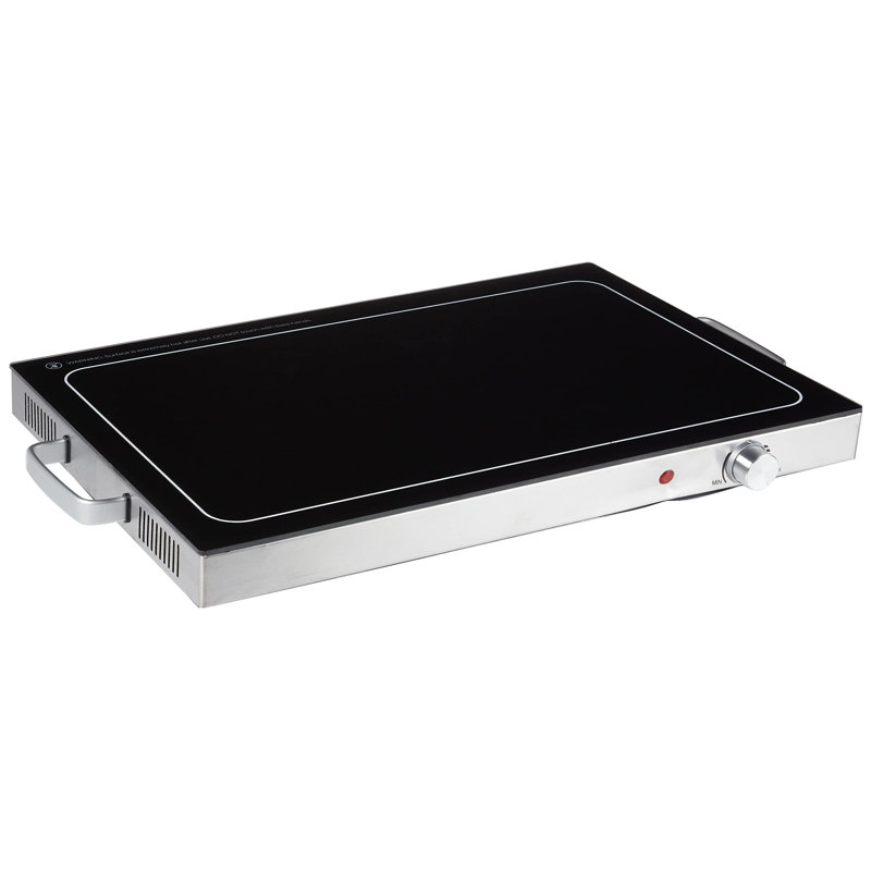 Plateau chauffant électrique avec contrôle de température réglable, argent, noir