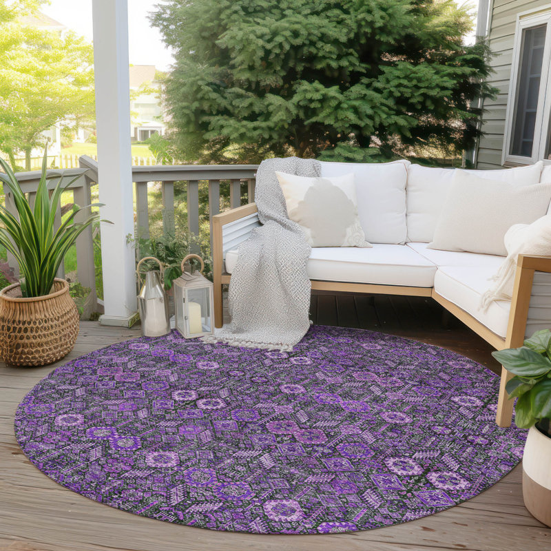 Tapis intérieur / extérieur Jurnee avec envers antidérapant, Rond 8 pi