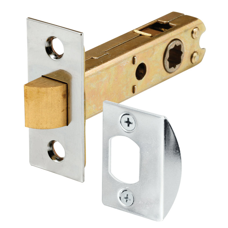Loquet de porte en acier, 1 po x 2 1/4 po, avec entraxe 9/32 po et carré 1/4 po, chrome (paquet de 1)