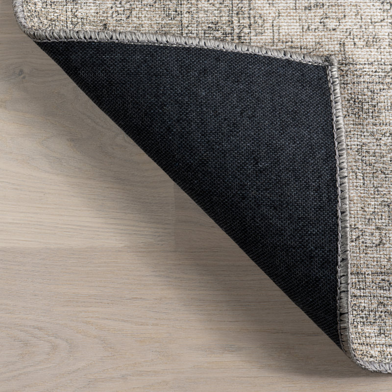 Jeccica Distressed Vintage Medallion Jute Blend Polyester Area Rug, Rectangle 9' x 12'
