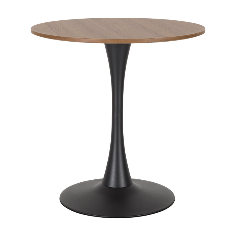 Round Metal Base Dining Table, Black, Brown