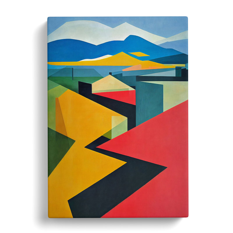 Mountain Landscape Abstract Blocks - Wrapped Canvas, 50cm H x 35cm W x 3cm D