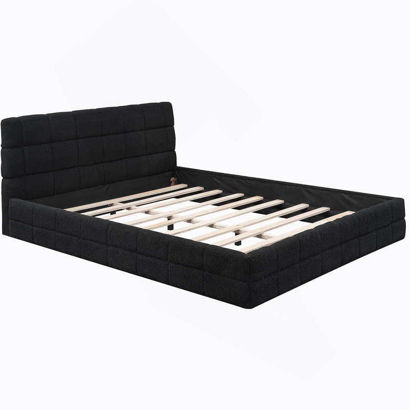 Grand lit plateforme tapissier, Noir