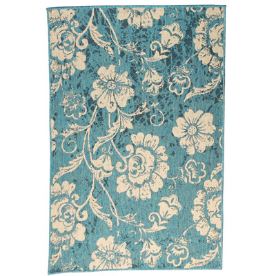 Derlyum Flatweave Floral Indoor / Outdoor Rug