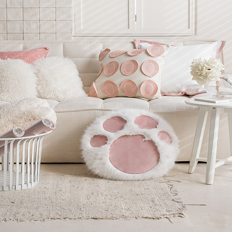 Coussin décoratif rond en forme de chat