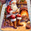 Santa At Fireplace Santa Wood Carved Figurine By G. Debrekht