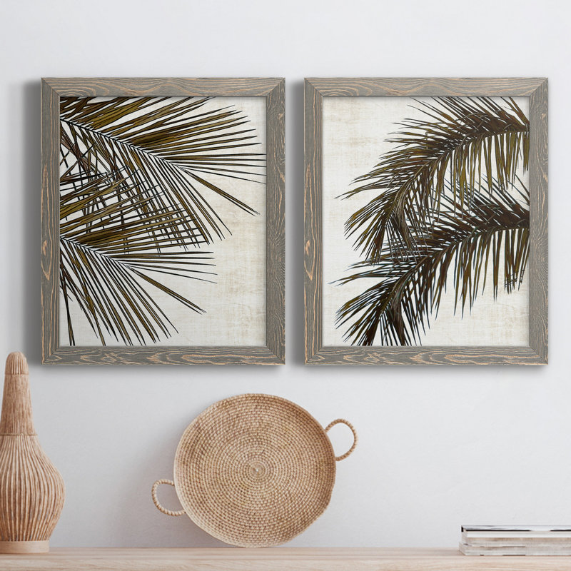 Palm I - ensemble de 2 peintures sur toile encadrées, H 43,5 po x l 31,5 po x P 1 po, Gris