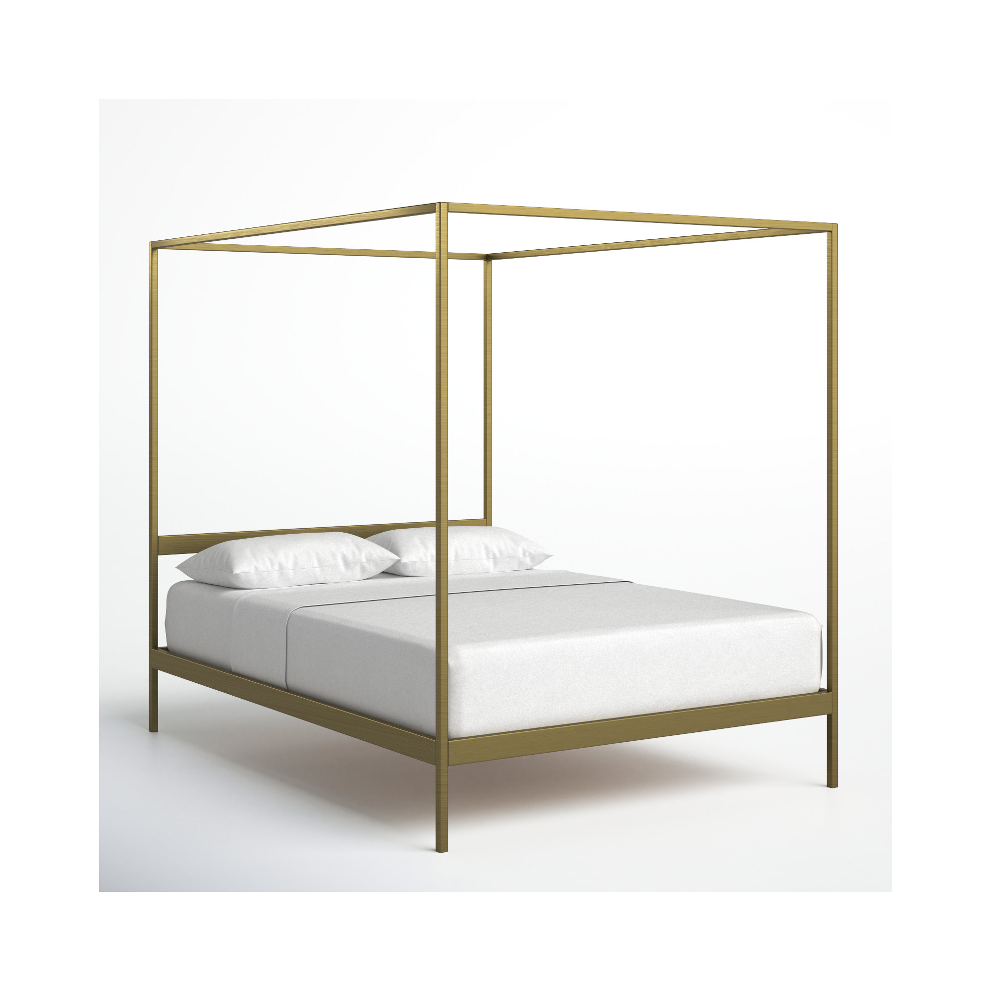 Aston Metal Canopy Bed, Gold, 72", Queen
