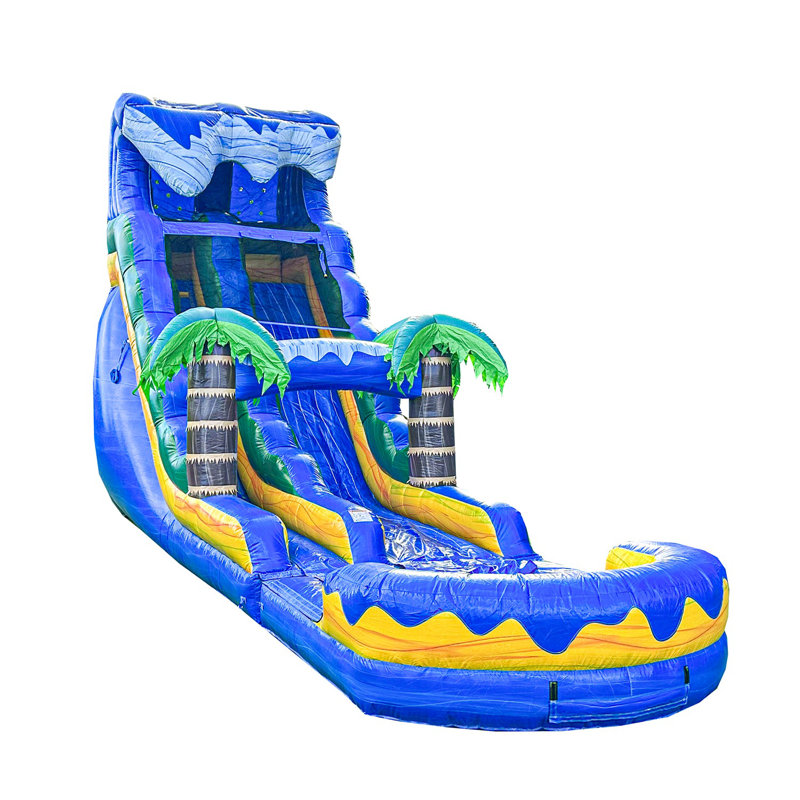 Tapis gonflable XJUMP Surf Beach de 19 pi de hauteur avec glissade d'eau amovible pour piscine (avec ventilateur)