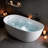 65 inch Matte White Solid Surface Freestanding Soaking Bathtub with Overflow and Pop-up Drain