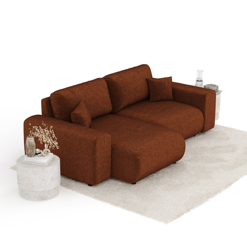 Corner Sofa with square arms, Copper Chenille