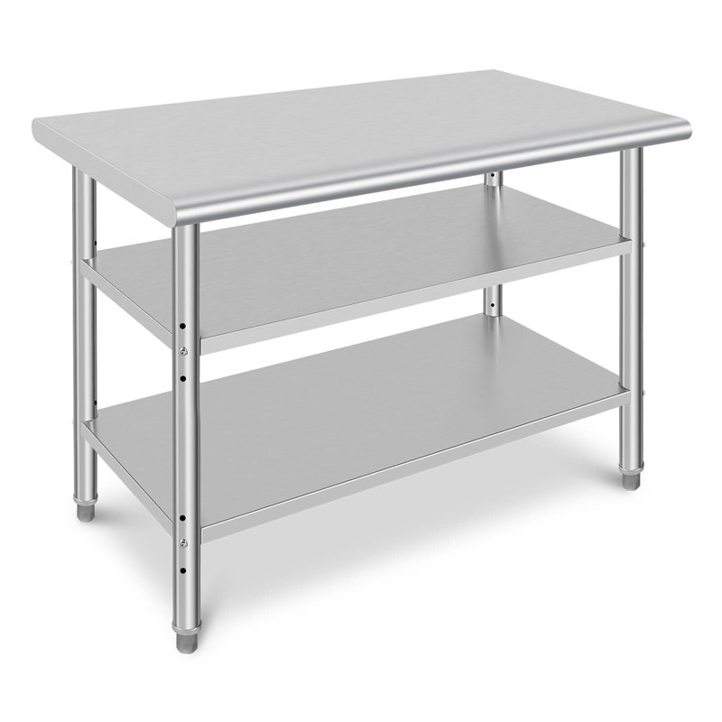 Stainless Steel Table Commercial Work Table,NSF Three Layer Workbench Heavy Duty Prep Worktable, 35" H x 24" L x 48" D