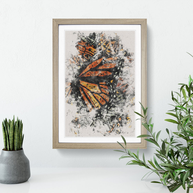 Monarch Butterflies Vol.1 Watercolour - Picture Frame Graphic Art, 65cm H x 48cm W x 2cm D, Oak Framed