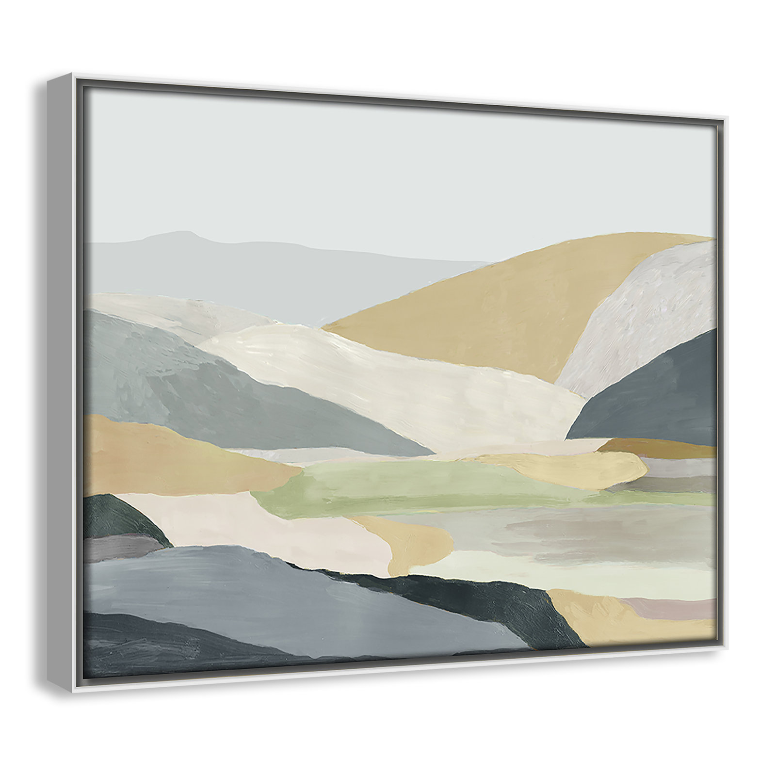 Blair "Warm Hills I" Painting, White Canvas , 12.5" H x 15.5" W x 2" D