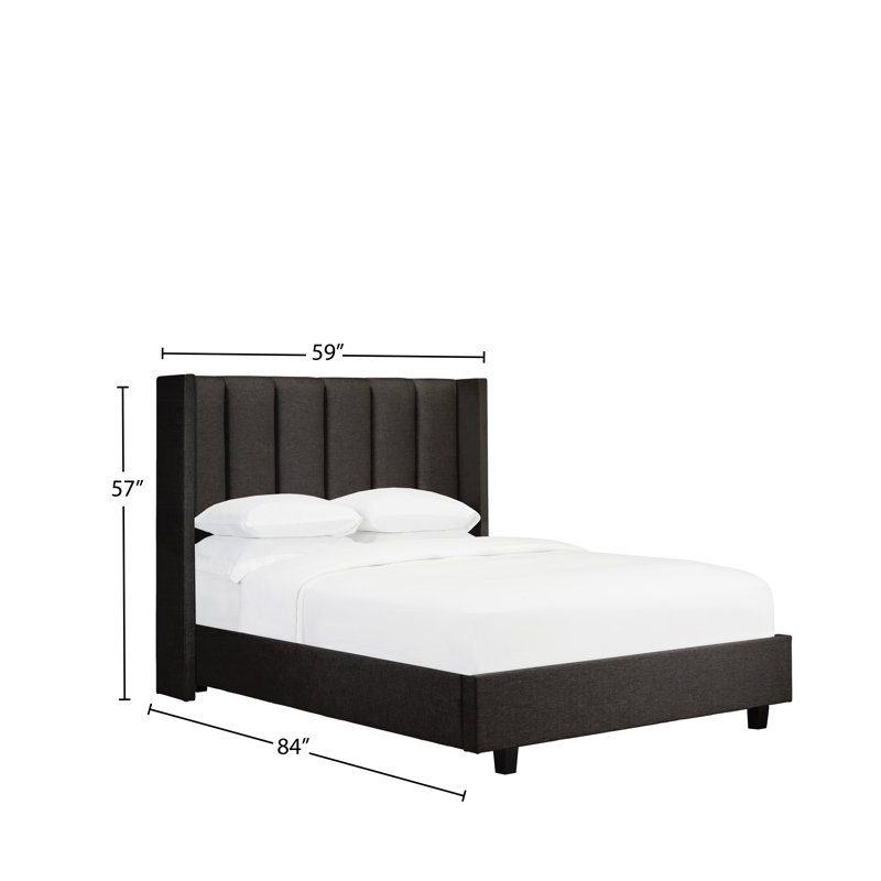 Lit plateforme avec rangement rembourré, Double, Espresso