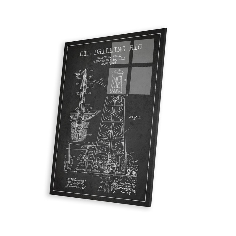 Breakwater Bay Oil Rig Charcoal Patent Blueprint by Aged Pixel - No ...