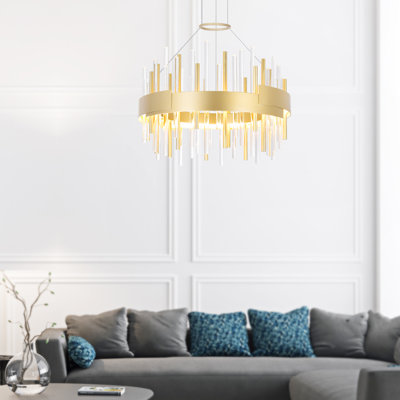 Lustre 20 lumières DEL en or satiné