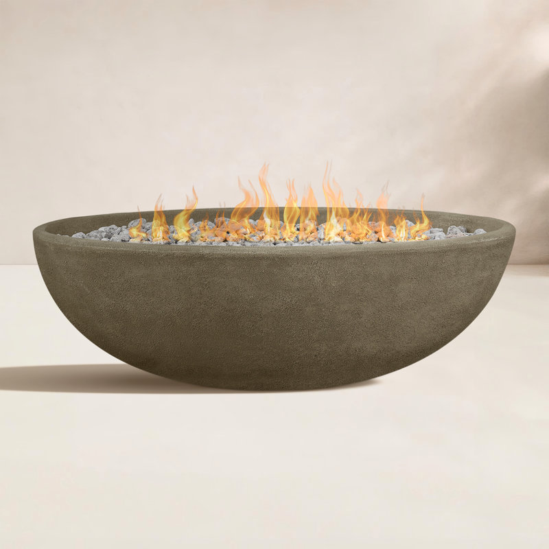 Bol de feu au propane ovale Riverside par Real Flame, Gris glacé, H 15,25 po x l 48,25 po x P 28,25 po