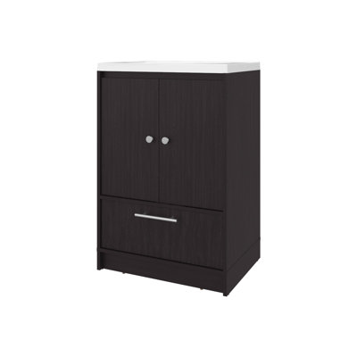 Meuble-lavabo à 2 portes de 36 po de hauteur, 24 po de largeur et 17,8 po de profondeur avec lavabo et tiroir, finition, panneau de particules, pour une utilisation à long terme dans divers styles de salle de bain