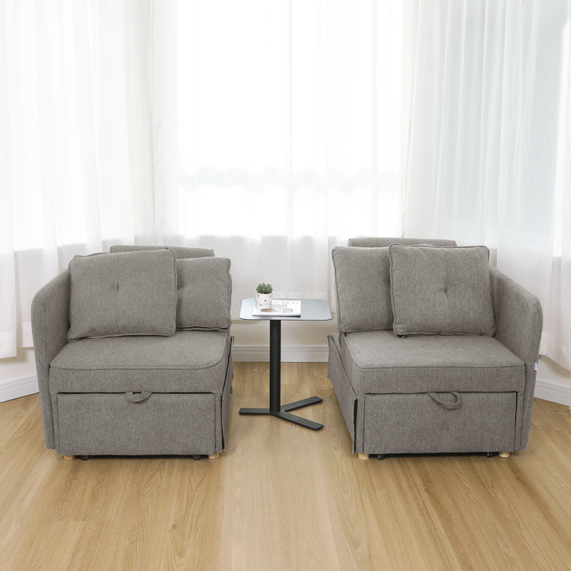 Canapé-lit rembourré convertible 4-en-1, Lin beige