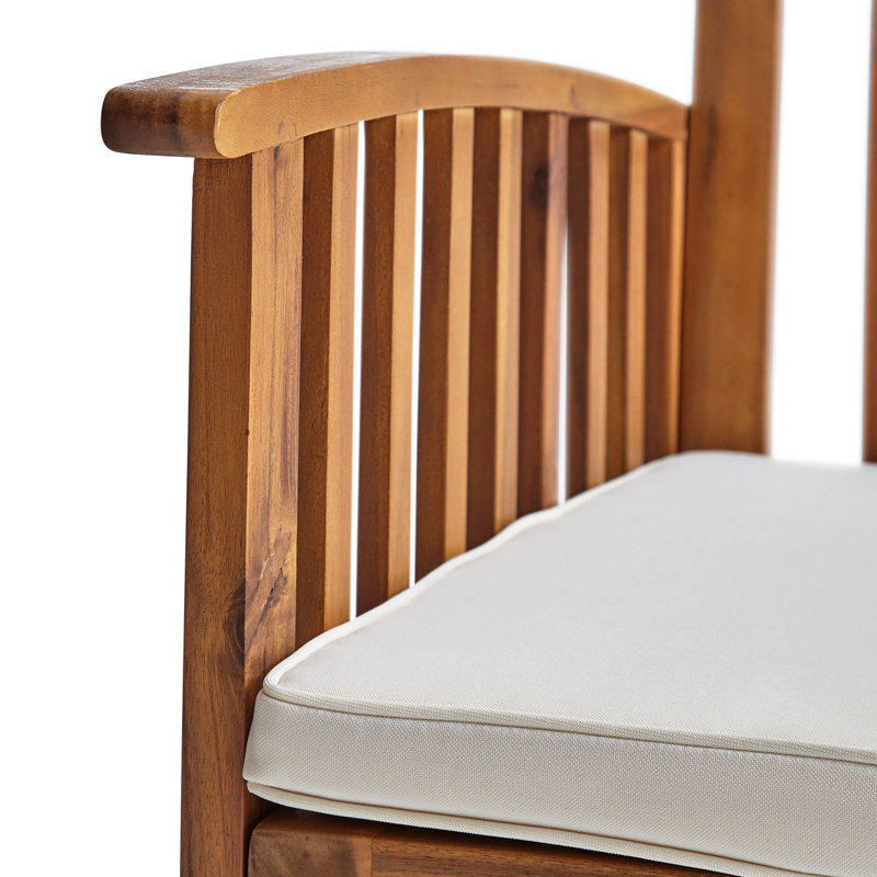 Chaise de salle à manger en bois 2 pièces avec coussins en mousse résistant aux intempéries - 2 pièces, Brun