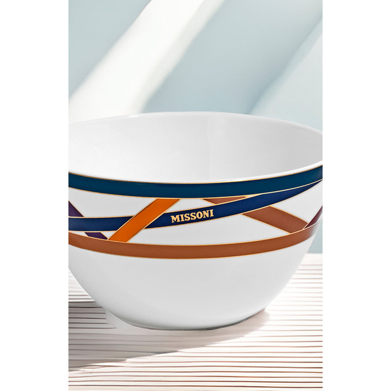 Missoni Soup Bowl Nastri Multicolor  Diam. 5.8" H. 2.4", 1, Blue/Orange