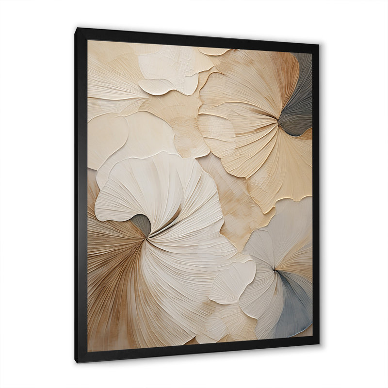 «Beige minimalisme élégance en fleurs», reproduction d'art sur toile, impression sur toile beige, Cadre photo unique, Noir