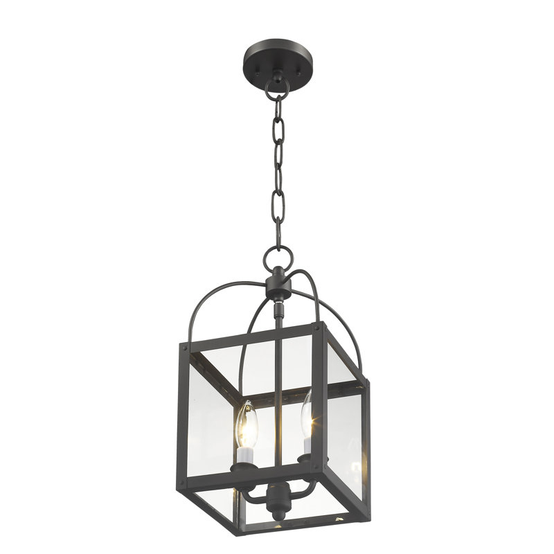 Luminaire suspendu carré / rectangulaire à 2 lumières Amores, Transparent, Bronze
