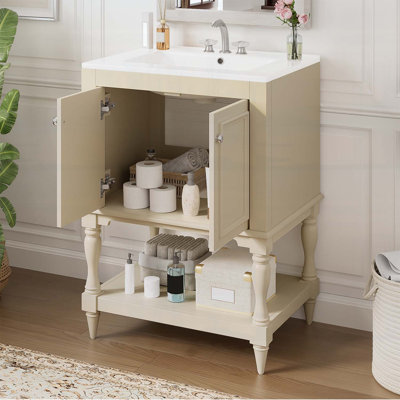 Bathroom Vanity with Ceramic Sink,Intelligent and Versatile Storagefor Elegant Bathrooms