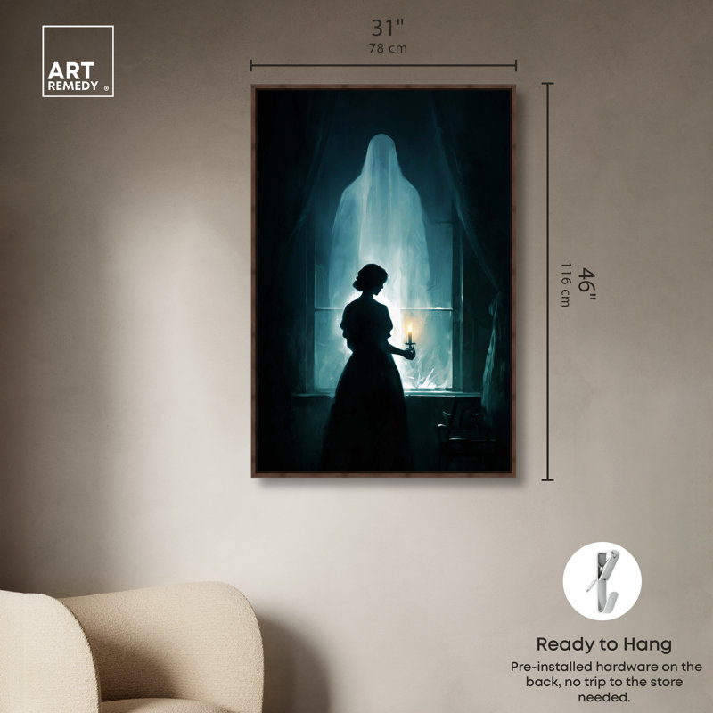 "A Chilling Apparition", reproduction d'art sur toile encadrée par Art Remedy, cadre en noyer, 30 x 45, 46"H x 31"W