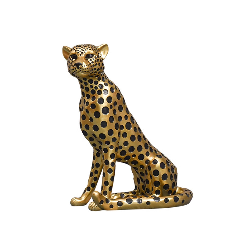 Figurine luxueuse et luxueuse en résine léopard