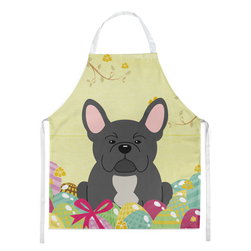 Tablier œufs de pâques, Jaune / noir, Bouledogue français