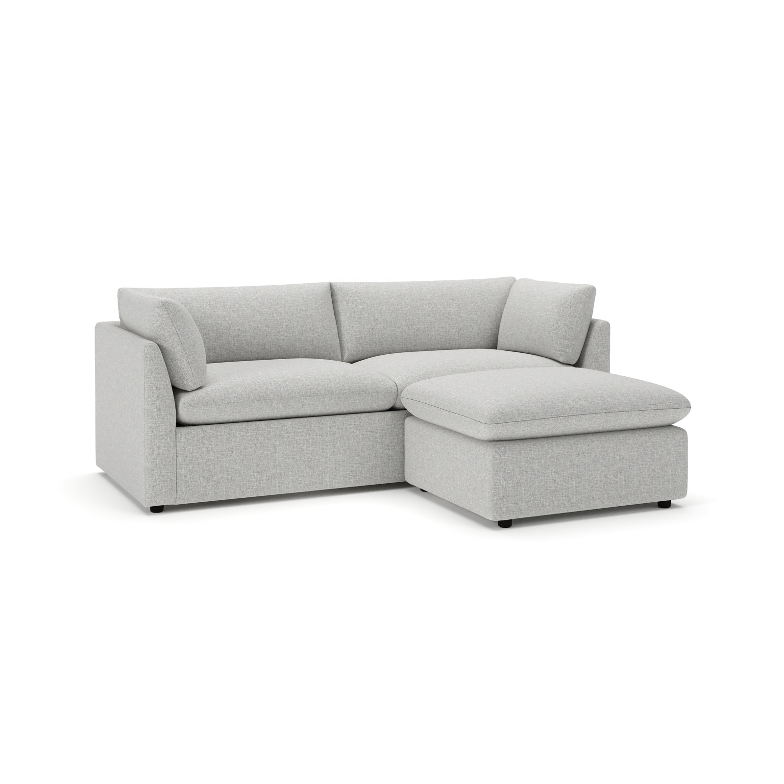 Kallie Upholstered Sofa With Ottoman, Turbo Ash Basketweave