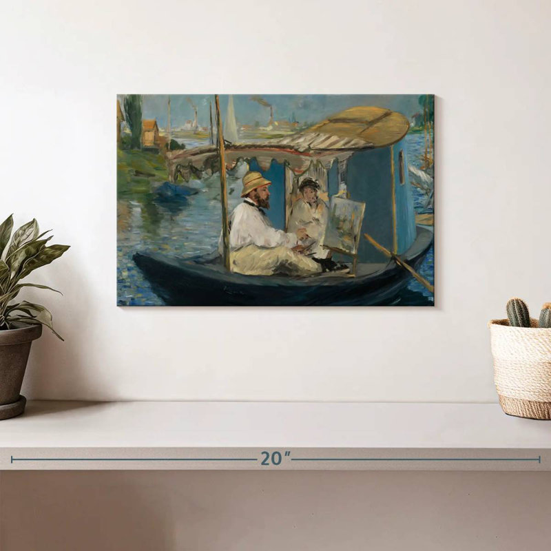 Leisha Claude Monet dans son bateau-atelier, H 8 po x l 12 po