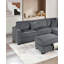 Ensemble de salon modulaire en forme de L avec repose-pieds 3 pièces Sincere-1250203668