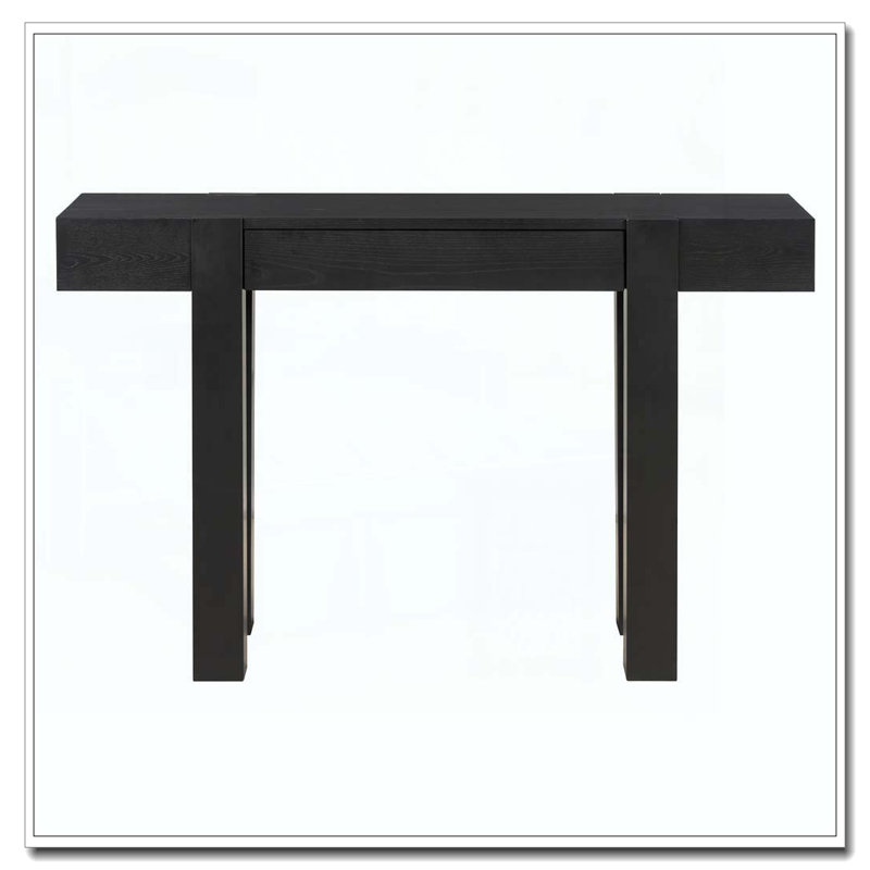 Console avec tiroir caché, prise de courant latérale, table d'entrée en bois pour les entrées, Noir