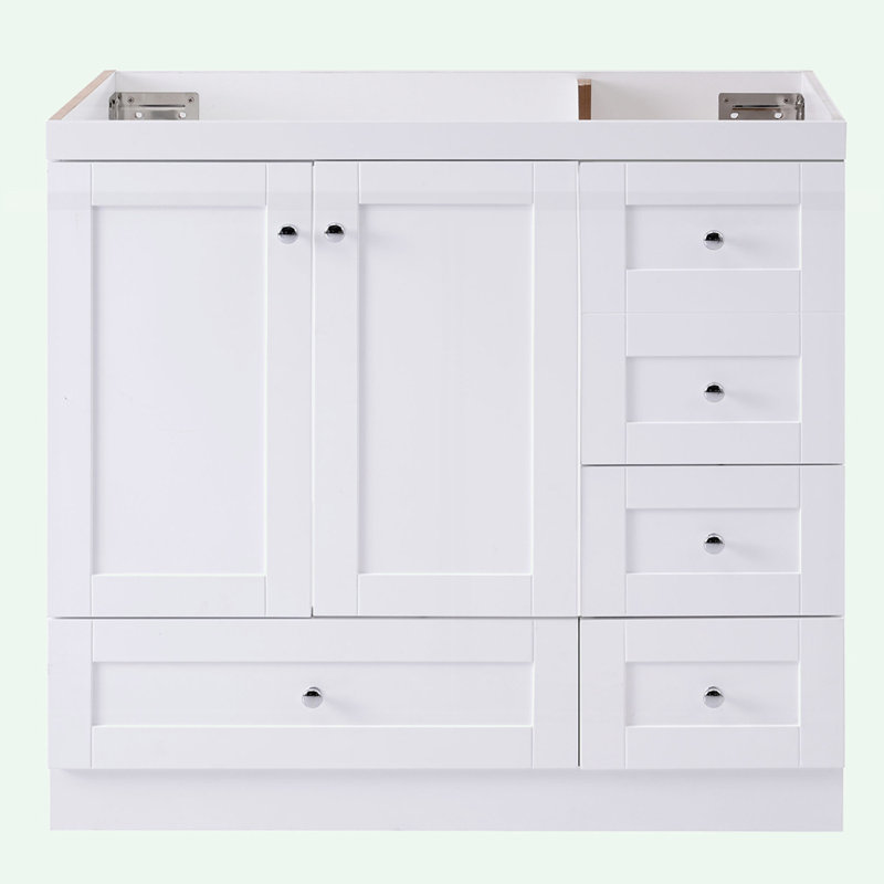 Meuble-lavabo de salle de bain sans lavabo, avec 5 tiroirs, Blanc