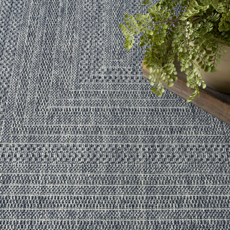  Tulum 8' x 10' Denim Outdoor Rug, Rectangle 8' x 10', Denim