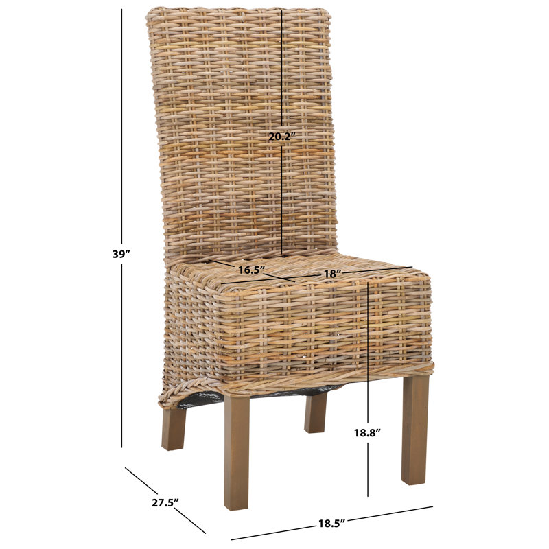 Transitional Natural Unfinished Wood & Cane 20" Side Chair