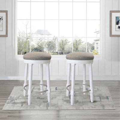 Counter Height Bar Stools 26", Of 2, 360 Degree Swivel, Grey Cushioned Seat, Accent Wooden, For Dining And Living Room, Option (26"), Cushion Graceful Choice