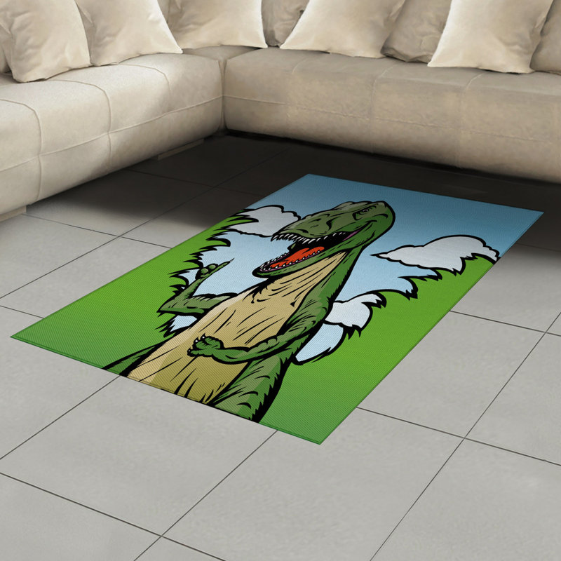 Dinosaur High Density Long Fiber Poly Threads Decorative Area Rug Carpet, Rectangle 4' x 5'8"