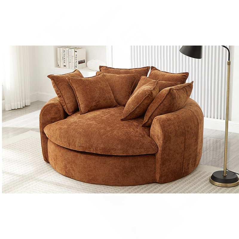 Canapé-lit rembourré à dossier plein et rembourré avec 8 coussins décoratifs pour salon, 59,8 po, Orange