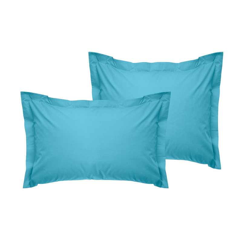 Luxury Oxford Pillowcase Set (2 Pieces), Turquoise, 31.5 x 31.5 + 2 inches | 100% Cotton Ranforce, 155 Thread Count | Envelope Closure, Machine Washable, Soft & Breathable for Ultimate Comfort and Style