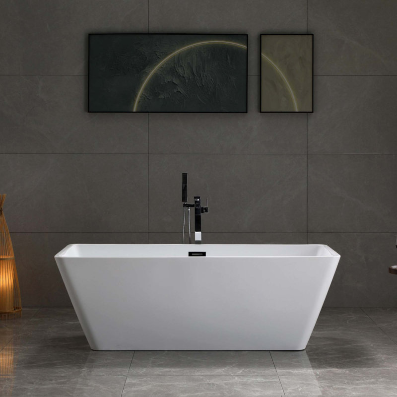 Baignoire autoportante 67 pouces en blanc brillant Rieti