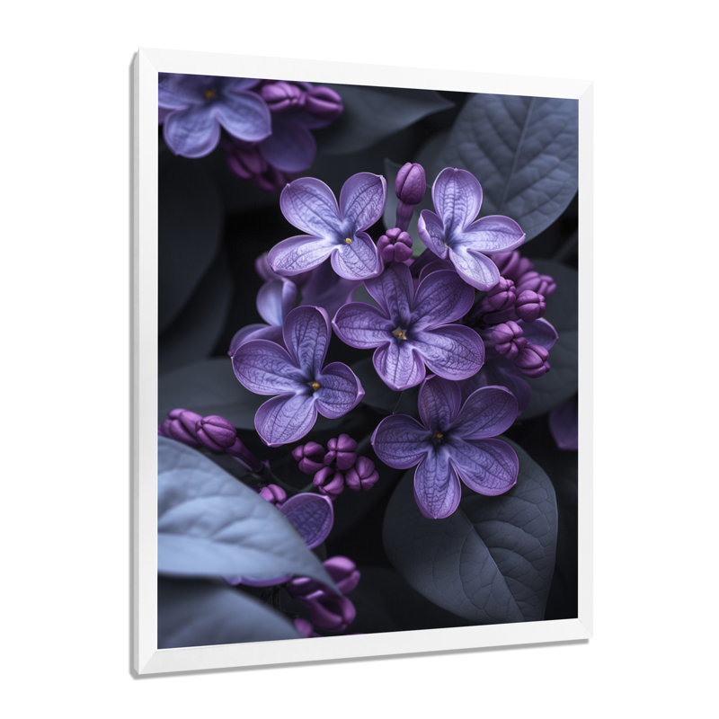 Photo de beauté mauve lilas monochrome - décoration murale lilas, Cadre simple blanc, H 16 po x l 32 po