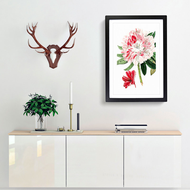 Pink Azalea Flowers - Picture Frame Painting Print, Black Framed, 36cm H x 27cm W x 2cm D