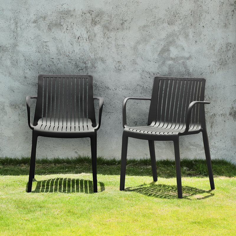 Mitchal Stackable Armchair, Set Of 2 , Black