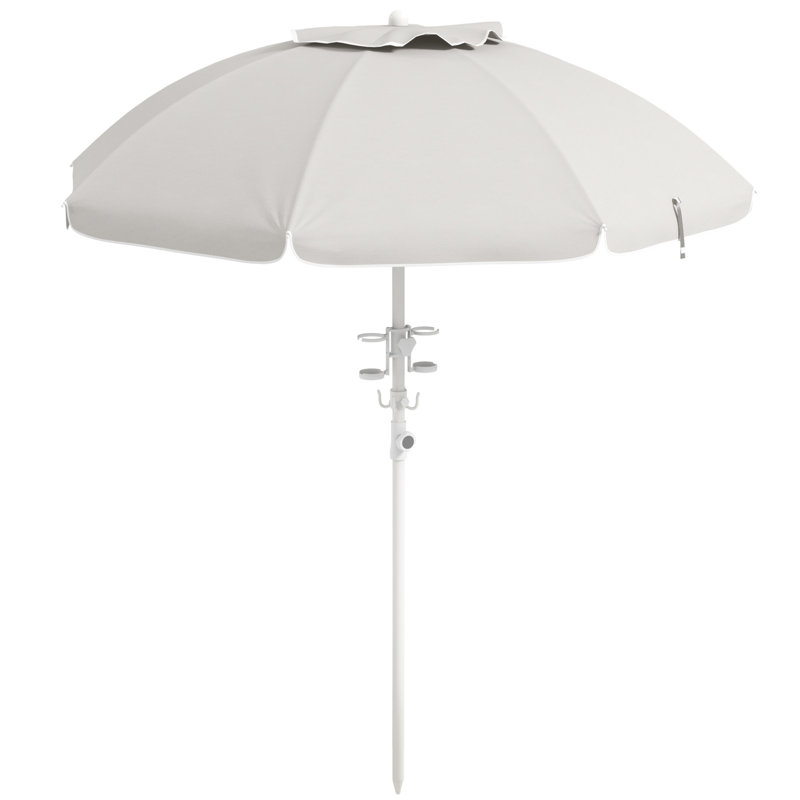 Parasol de plage portatif Outsunny, Blanc, crème