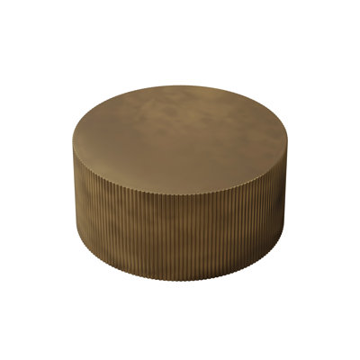 Minimalist Wave Stripe Round Coffee Table, 35.83" MDF Center Table with Antique Gold Finish